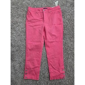 NWT Talbots Jeans Women 12 Crop Pink Denim Flattering 5 Pocket Slimming Pant
